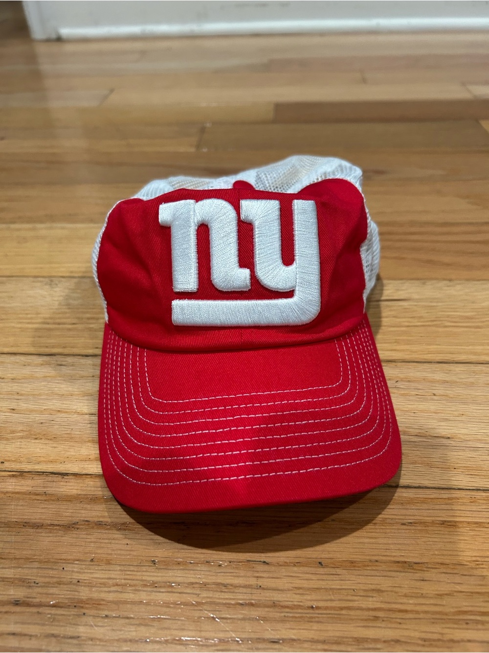 Fanatics Red and White NY Trucker Hat